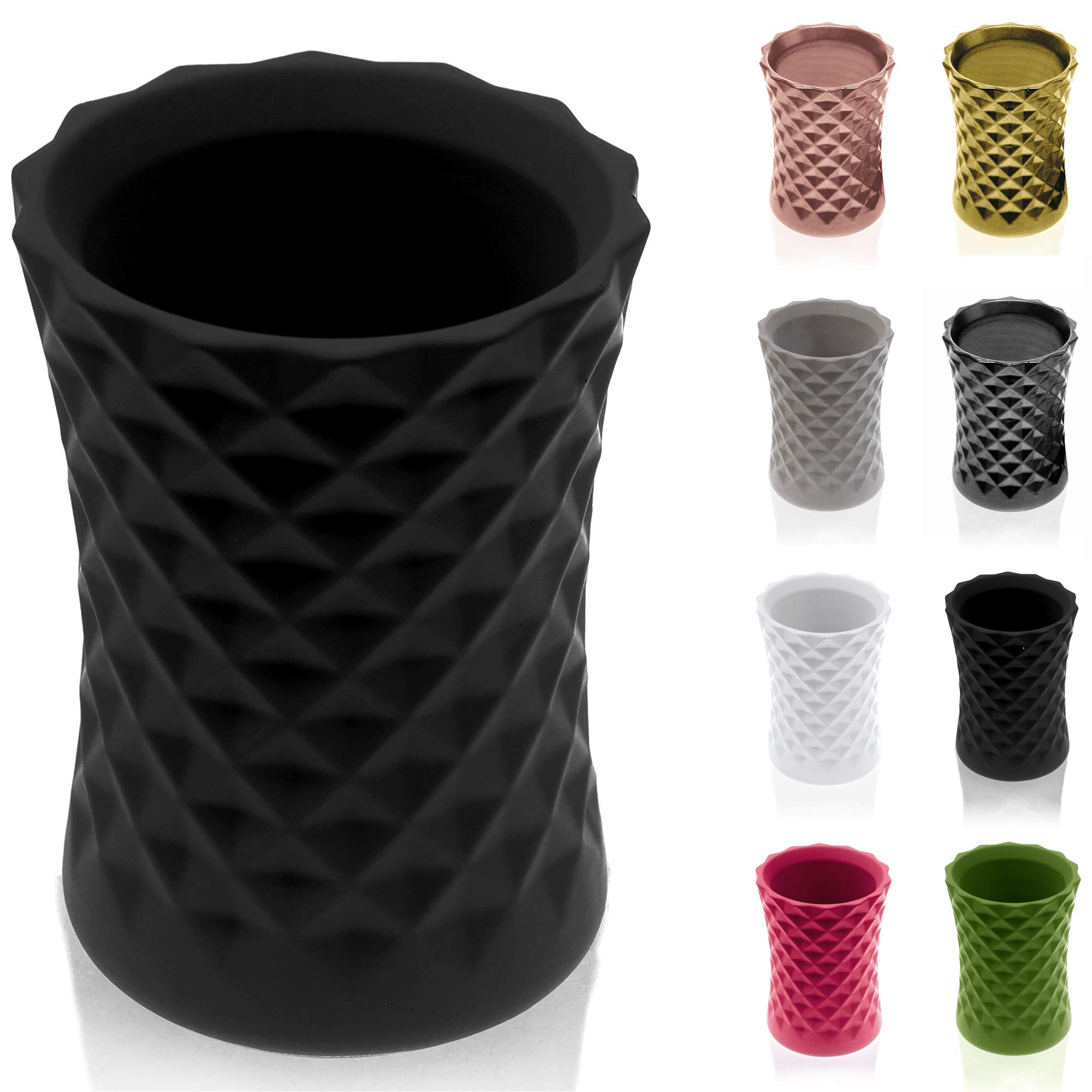 CONCRETTE Flower Pot, Black Matte, 11x8x8 cm