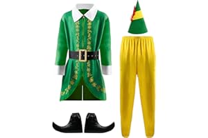 SHEJIZE Elf Costume for Men Elf Costume Adult Costume Xmas Costume Elf Outfit Elf Suit Green Santa Suit