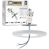The Can Converter R1 Recessed Can Light Conversion Kit w/ 8&frac14;" Steel Beveled Ceiling Medallion - Home Improvement for 4", 5" &amp; 6" Cans, Fan &amp; Light Fixture Converter Kit, UL Certified, White