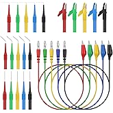 CAMWAY 25pcs Back Probe Test Lead- 15pcs Back Probe Pins & 5pcs Banana Plug to Alligator Clip 5 PCS Alligator Clips for Multi