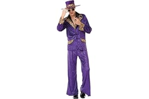 HAUNTLOOK Honey Hustler Men's Halloween Costume 70's & 80's Big Pimpin' Pimp Daddy Suit