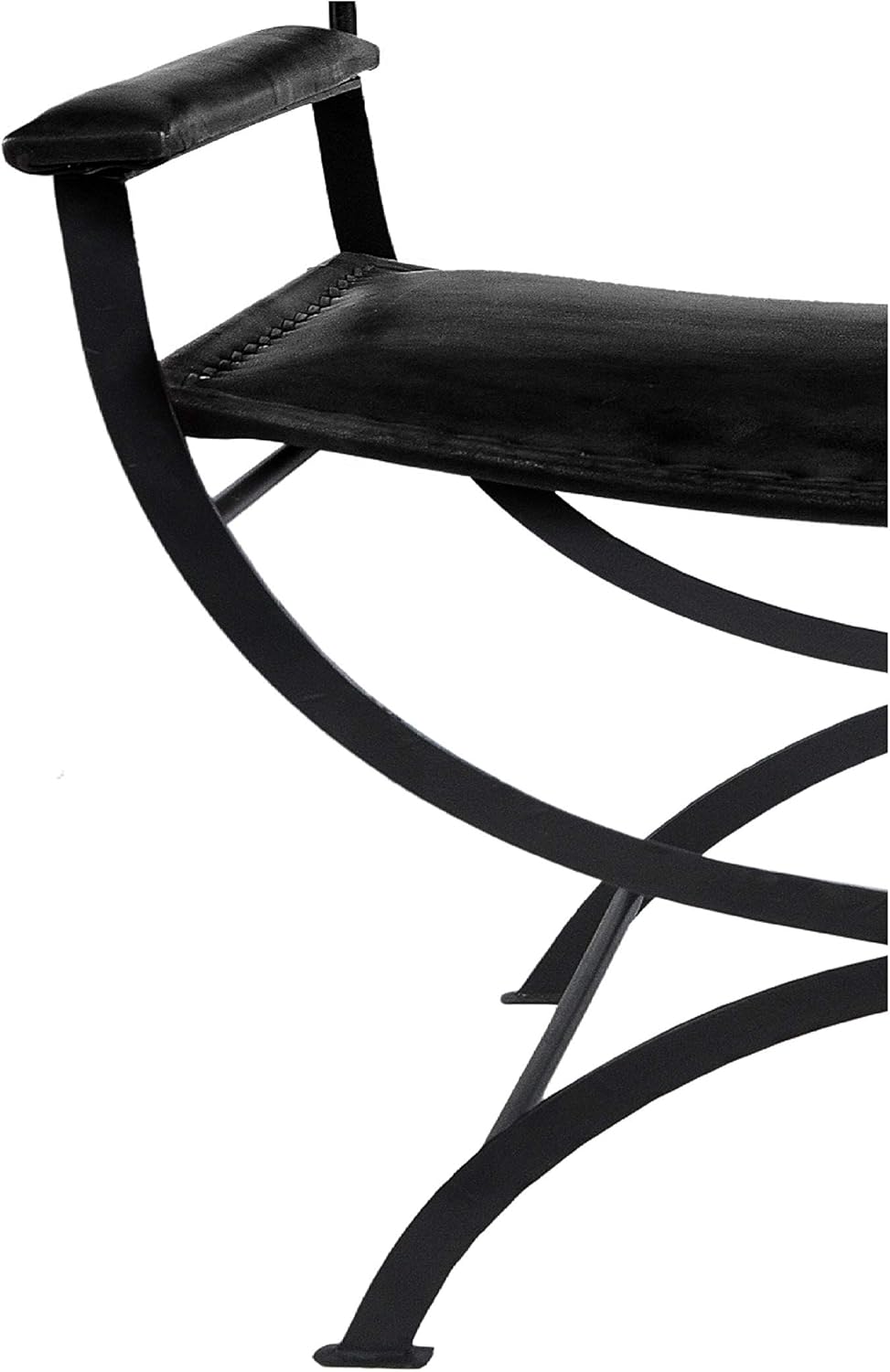 LR Home Faux Leather Director Accent Chair, 28" L x 17" W x 31" H, Black: Furniture & Decor