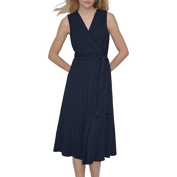 open lace back dress DKNY Women's Sleeveless V-neck Knit Dress, Navy, 4 at Amazon Women's  Clothing store