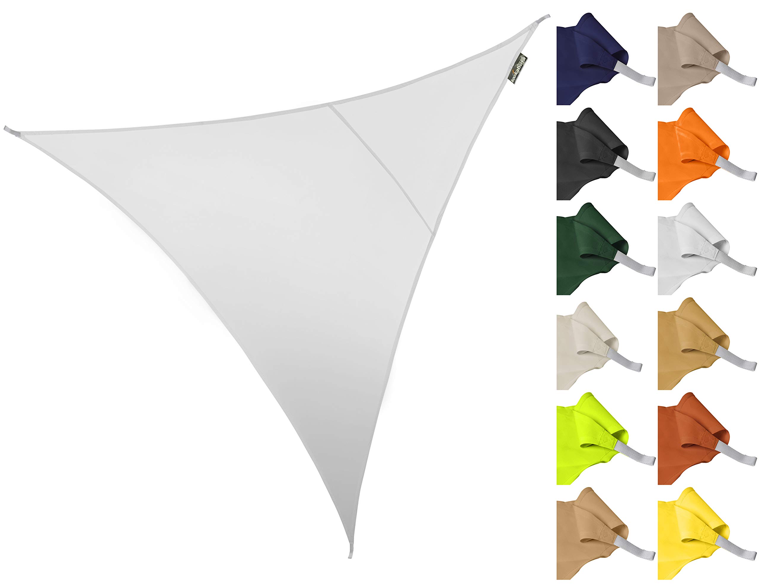 Kookaburra 2m Triangle Water Resistant Garden Patio Sun Shade Sail Canopy 96.5% UV Block with Free Rope(Polar White)
