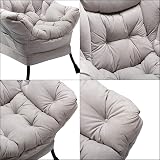 HollyHOME Armchair Comfy Chair Grey Steel Frame Lounge Sofa 95x80x64 cm view 6