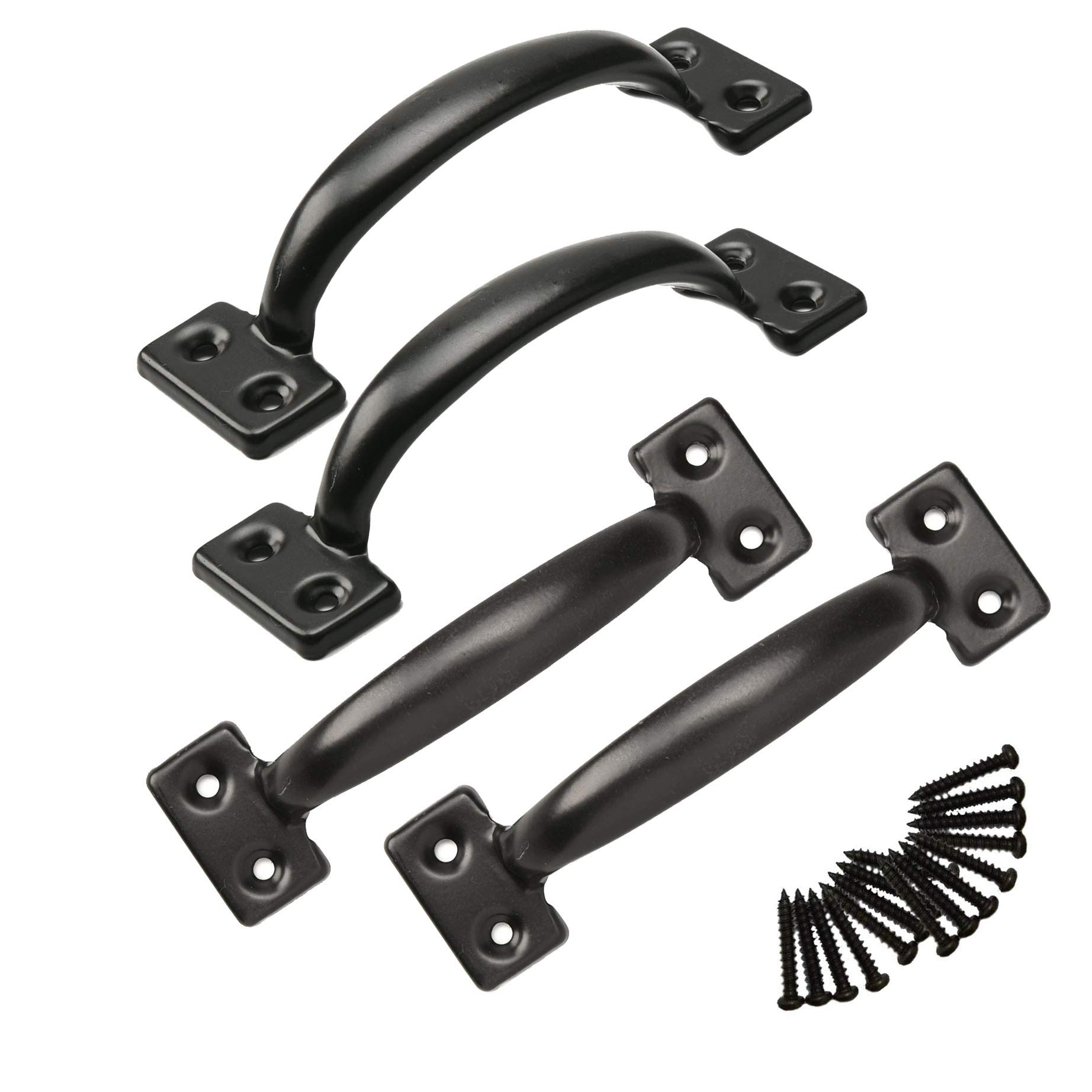 TamBee 4PCS 6-1/2 Inch Pulls Black Door Pull Handle Metal Kitchen Cabinets Furniture Wardrobe Medicine Handle in Black Door Hardware
