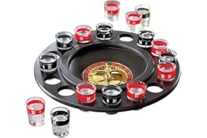 Huji Roulette Shot Glass Drinking Game Fun Adult Party Gift - 2 Metal Balls and 16 Shot Glasses (1 Pack)