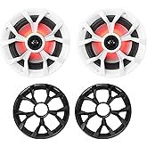 Rockville RKL65MBW (2) 6.5" 700W Marine Speakers, 4 Ohm, LED Lights, CEA Compliant, Coaxial, Waterproof, Black/White Grilles for Boats, ATVs, UTVs