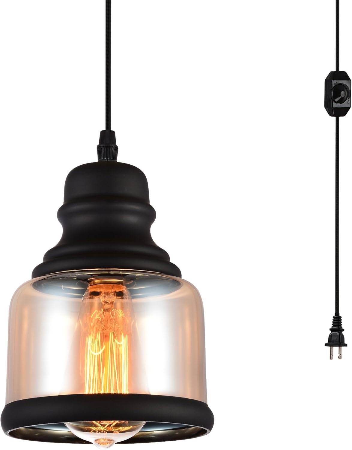 HMVPL Glass Hanging Lights with Plug in Cord and On/Off