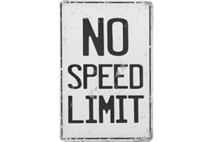 No Speed Limit Sign, 30x20cm/12x8in Vintage Metal Sign for Garage Man Cave Boys Room Automotive Art Racing Car Themed Bedroom