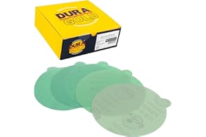 Dura-Gold Premium 800, 1000, 1500, 2000, 3000 Grit 6" Green Film PSA Sanding Discs, 5 Each, 25 Total, Self Adhesive Stickybac