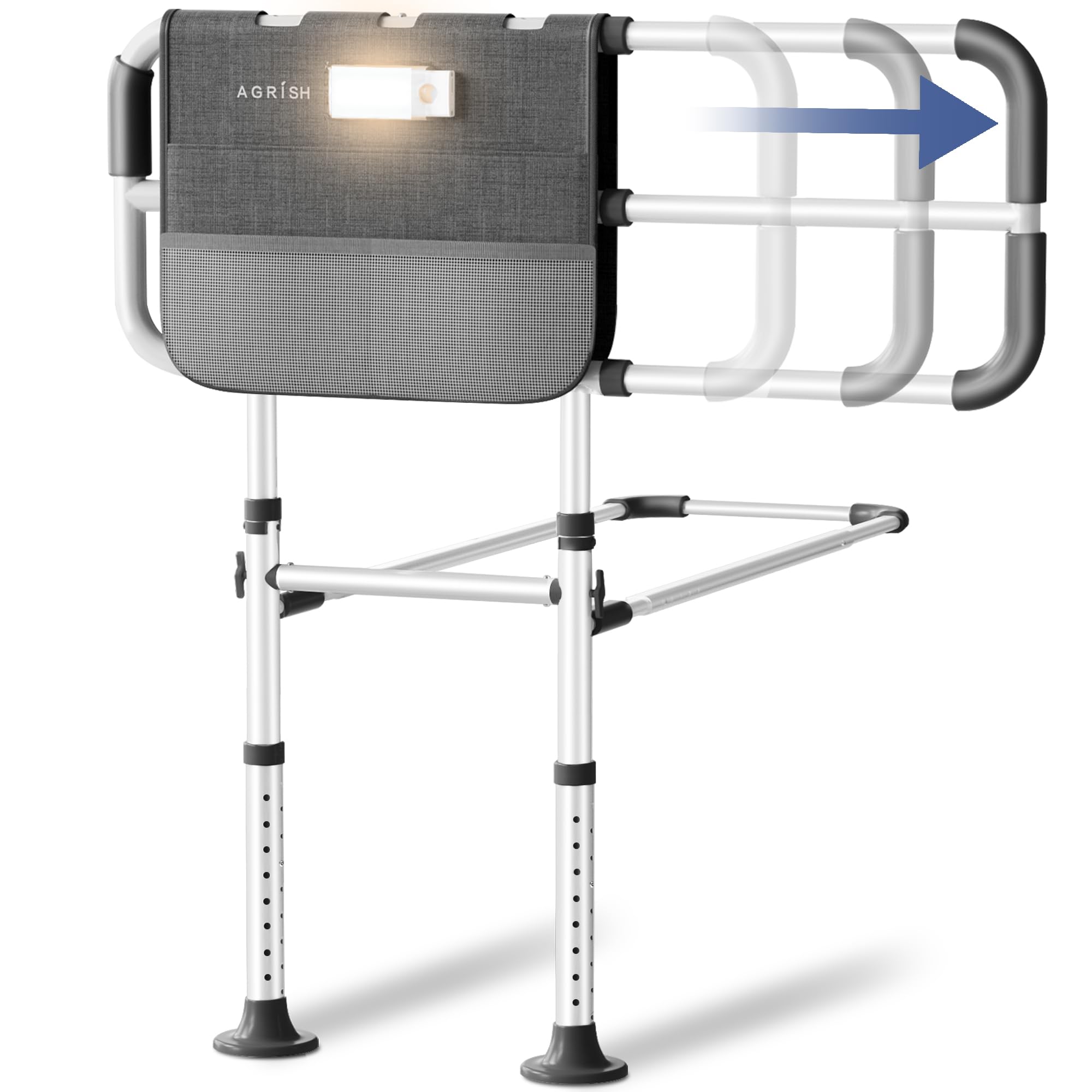Photo 1 of Agrish Bed Rails for Elderly Adults Safety - FSA/HSA Eligible with Extendable Armrest & Motion Light, Adjustable Wide Bed Assist Rail with Storage Pouch, Bed Rails for Queen Bed
