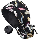 IRIS CRAFT Adjustable Working Cap with Button, Cotton Working Hat Sweatband with Ponytail Pocket Elastic Tie