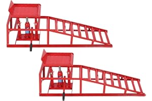 PEAKPURSUIT 2 Pcs Heavy Duty Hydraulic Car Ramps-11050Lbs High Lift Drive Up Hydraulic Ramps with Jack, Perfect for Low Cars, Home Garage Oil Changes & Vehicle Maintenance