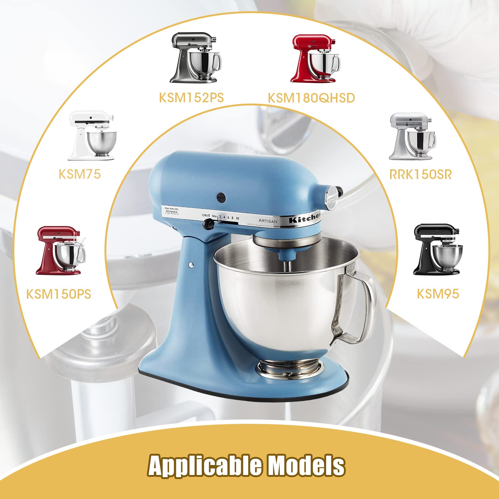 Metal Mixer Slider Mat for KitchenAid Stand Mixer - Appliance Sliding Tray Countertop Mixer Mover Slide Board Mats Pad Compatible with Kitchen Aid 4.5-5 Qt Tilt-Head Stand Mixer Artisan Classic