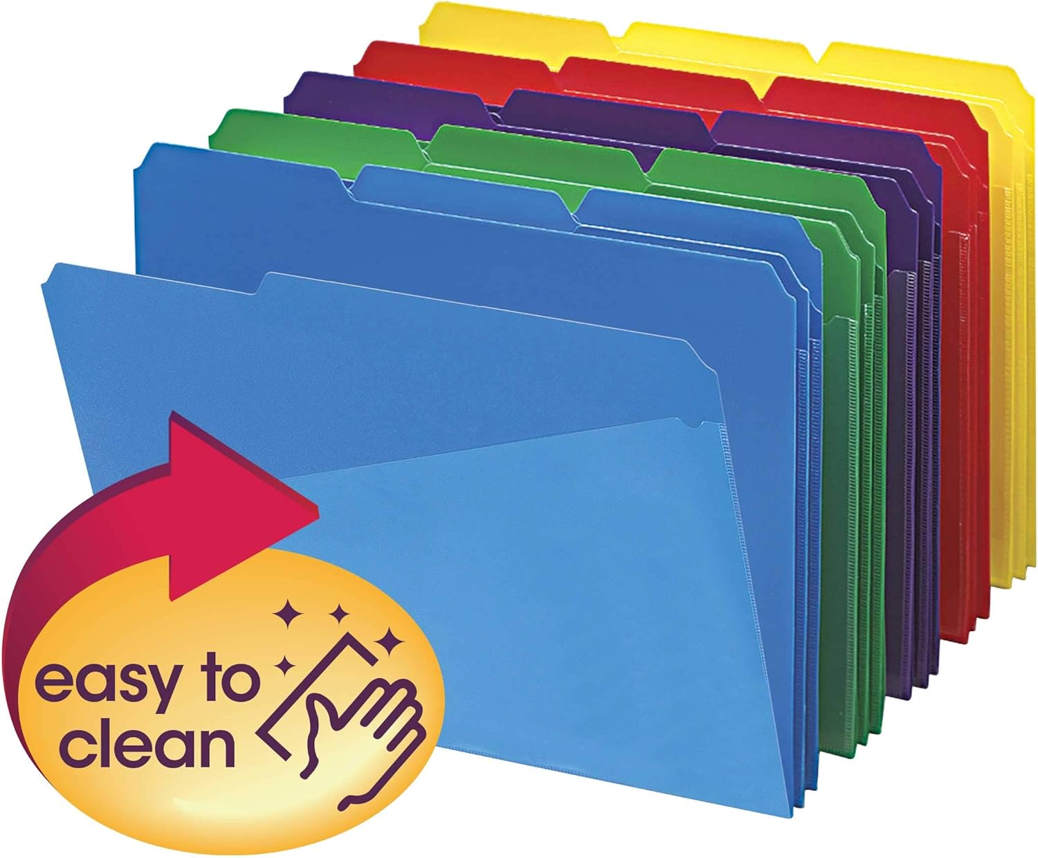 Smead Slash Pocket Poly File Folders, 1/3-Cut Tab, Letter Size, Assorted Colors, 30 per Box (10540) : Colored File Folders : Office Products