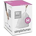 simplehuman Code M Custom Fit Drawstring Trash Bags in Dispenser Packs, 100 Count, 45 Liter / 11.9 Gallon, White