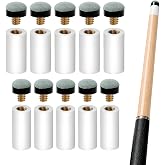 cncicxk 10 Sets Pool Cue Tips Replacement Kit with White Billiard Cue Sleeves and Replacement Cue Tips,Screw on Pool Stick Tips for 12mm/13mm Cues, 5 Pieces Each, No Need Glue or Clamp