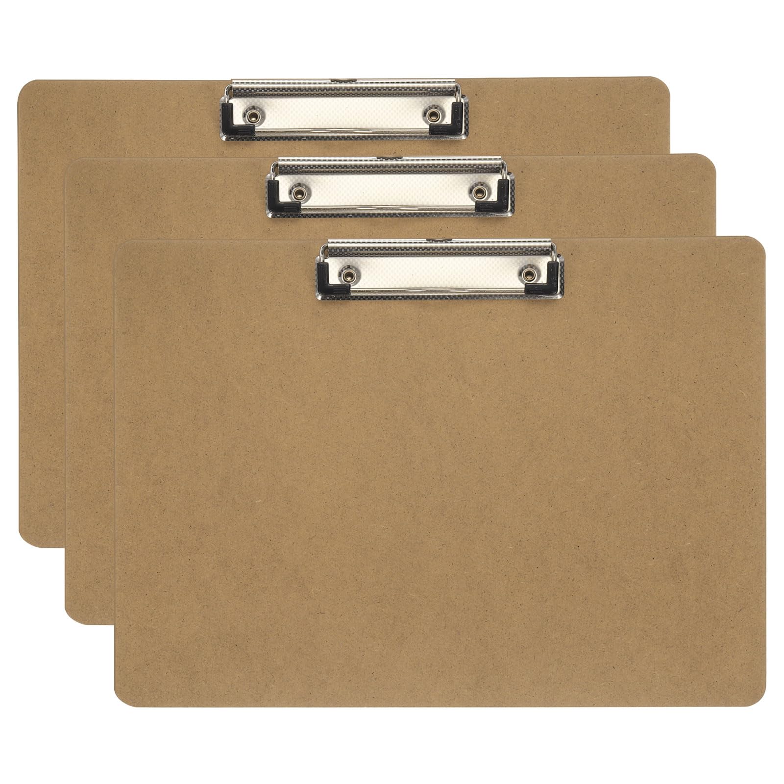 PATIKIL 8.9 x 12.4" Horizontal Clipboard, 3 Pcs Extra Large Landscape Layout Hardboard with Low Profile Clip, Paper Legal Size Board for Lap, Drawing, Sketching, Office,Brown