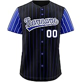 KXK Custom Pinstripe Baseball Jersey for Men Women Kids,Button Down Shirts Personalized Team Name Number Logo