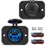 Nilight 2 Pack PD Type C and QC 3.0 USB Fast Outlet Panel with LED ON Off Touch Switch Fused Wire Kit for 12V 24V Cars Trucks RVs Motorcycles Buses Boats