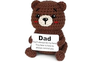Glydein Dad Birthday Gifts, Handmade Positive Crochet Bear Decor, Dad Gifts from Daughter Son for Birthday Christmas Father Day, Cute Present for Daddy Father Papa New Bonus Step Dads