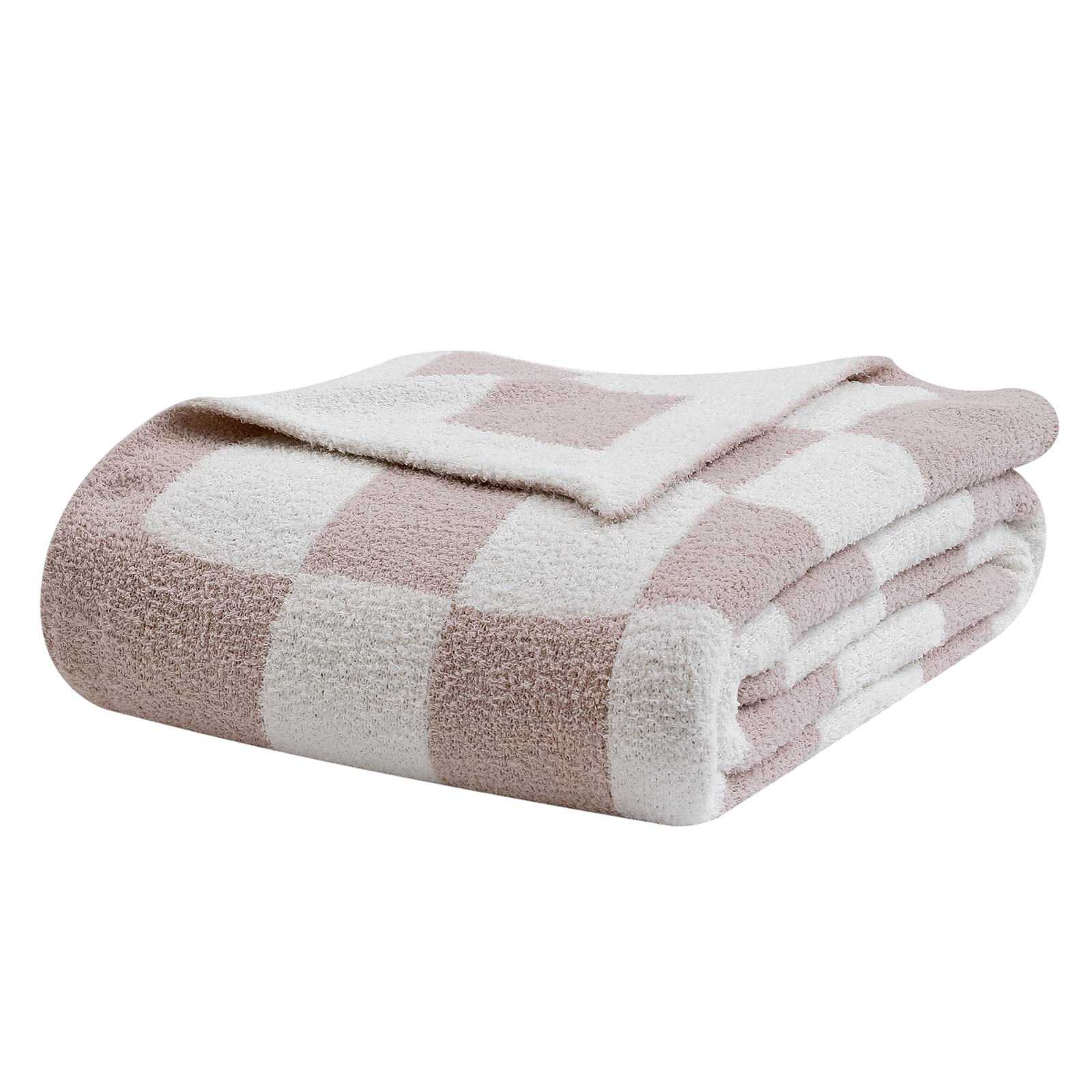 Photo 1 of bearberry Fuzzy Checkerboard Grid Throw Blanket Soft Cozy Warm Microfiber All Season Blanket Decor for Couch Sofa Bed Travel Home (Cream, 50''x60'')