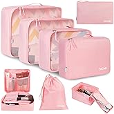 BAGAIL 8 Set Packing Cubes Luggage Packing Organizers for Travel Accessories-Blush Pink