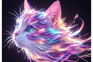 GUMITOON Pink Cat Diamond Painting Kits for Adults, 5D Diamond Art Painting by Numbers Kits, DIY Diamond Dots Art Kits, Full Round Drill Diamond Paintings for Adults for Home Wall Decor [15.7x11.8 inch]