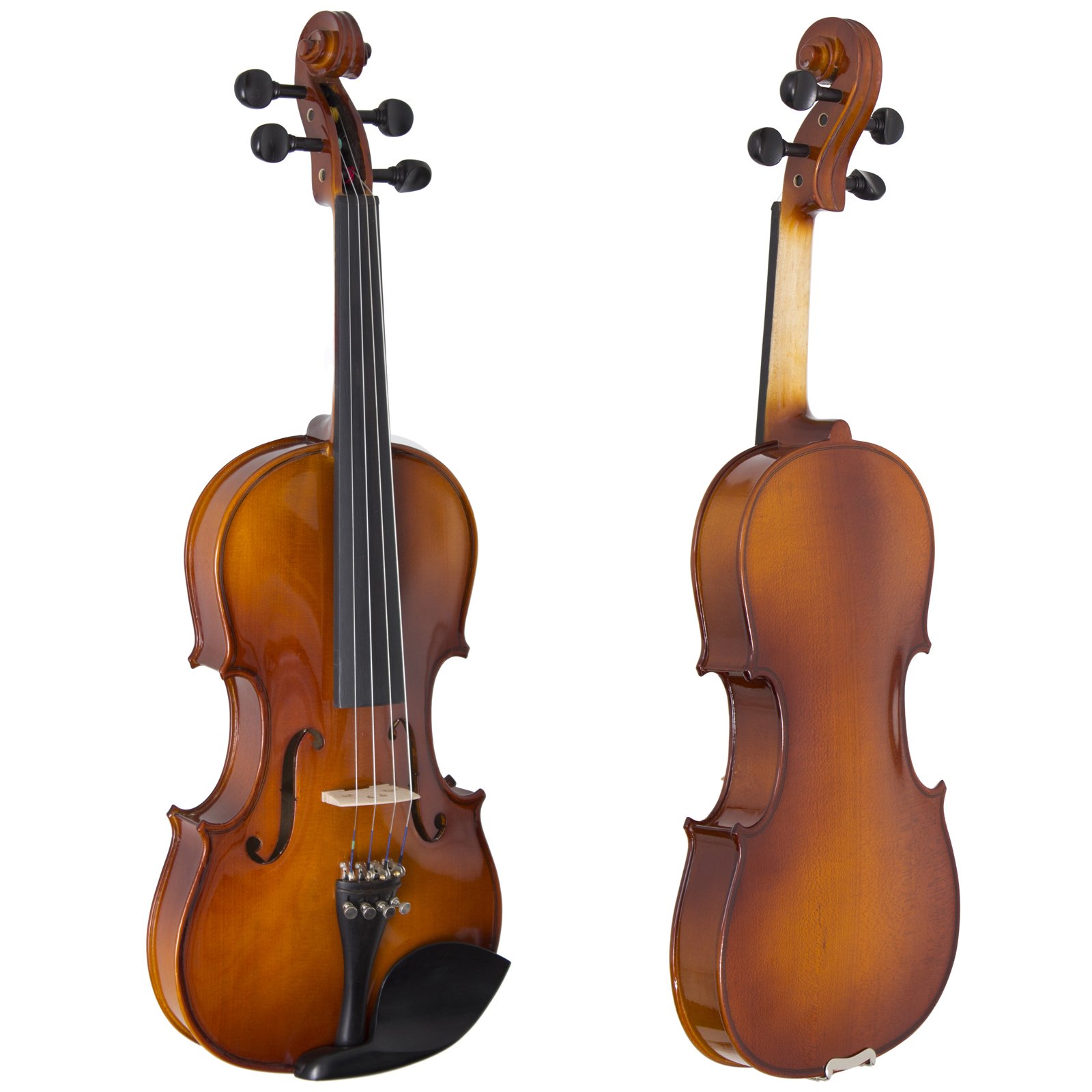 Cecilio CVN-320L Solidwood Ebony Fitted Right-Handed Violin with D'Addario Prelude Strings, Size 3/4