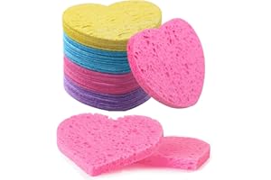 Facial Sponges Compressed Natural Cellulose Sponge Spunspon Heart Shape Face Sponge for Face Cleansing Exfoliating and Makeup