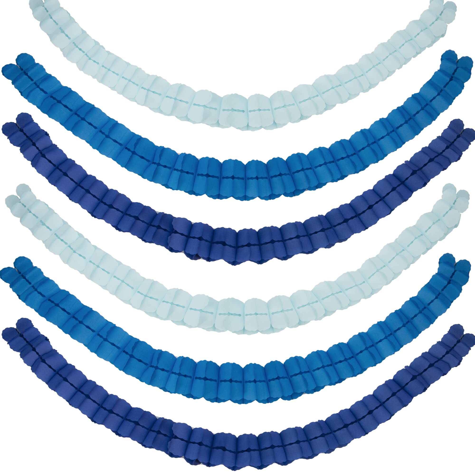 Time to Sparkle 6 Pack Four Leaf Paper Garland 16.5 * 11.5cm Reusable Foldable Towel Garland Ribbon Wedding and Event Party Decoration Hanging Paper Flower Decoration Mix Blue