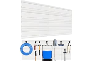 Dobures Slatwall Panel 8PCS, Heavy Duty PVC Slatwall Garage Organizer, 4x2 ft Garage Wall Organizer Garage Organizer