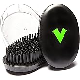 Veeta Superior Medium Wave Brush - Hair Brush for Men with 100% Synthetic Flex Bristles, Curved Design, and Protective Cover