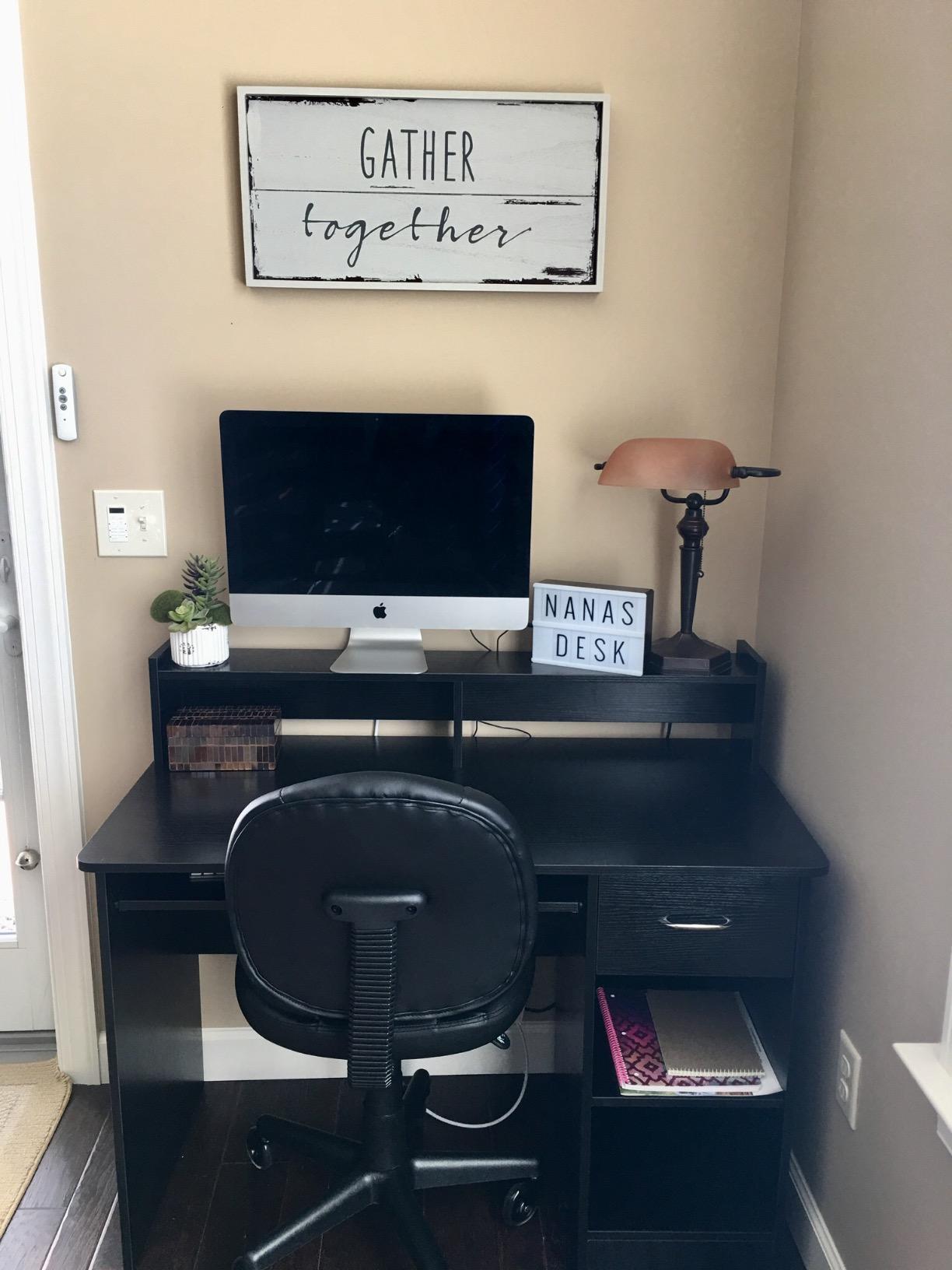 23/mo Finance OneSpace Essential Computer Desk, Hutch with PullOut