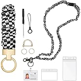 Wyfucyo Scrunchie Lanyard Teacher with Safety Breakaway Buckle Stretchy Lanyards for ID Badges and Keys Retractable Keychain Holder for Women Ladies