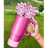 Toykee Cup Boot with Straw Cover for Stanley 40 30 oz - Cute Bow Straw Topper and Diamond Caps with Bottom Protector 3 PCS Sets for Tumbler Accessories