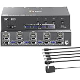 KVM Switch 3 Monitors 4 Computers HDMI + DisplayPort, KCEVE USB 3.0 DP KVM Switcher, 8K@30Hz/4k@144Hz DP KVM for 4 PC Share 3 Display and 4 USB 3.0 Devices