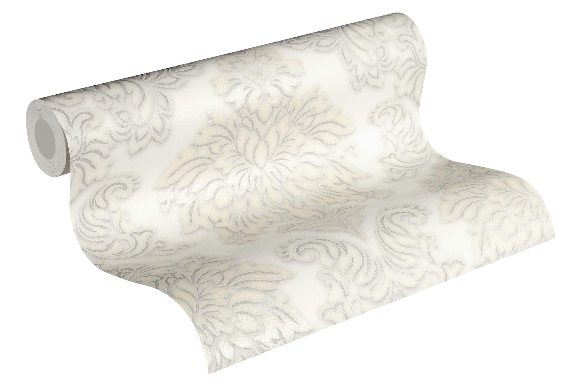Livingwalls Baroque Wallpaper Metropolitan Stories Non-Woven Lizzy - London 10.05 m x 0.53 m White Silver Beige Made in Germany 368982 36898-2