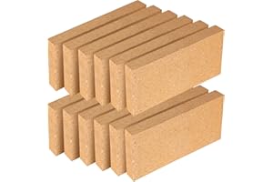 CongGongGo High Temp Firebricks 3000°F Insulating - 9"x4.5"x0.8"Fireclay Refractory Bricks for Pizza Oven, Wood Stove, Forge Durable Heat Fireplace, Steel Kiln (12 Pack, 9"x4.5"x1.25")