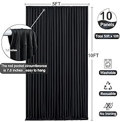 50ft x 10ft Wrinkle Free Black Wedding Backdrop