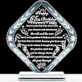 YWHL 65th Birthday Gifts for Women Men Borin in 1960 Crystal 65th Bday Plaque Decorations Best 65 Year Old Birthday Gift Ideas for Mom Grandma Wife Presents