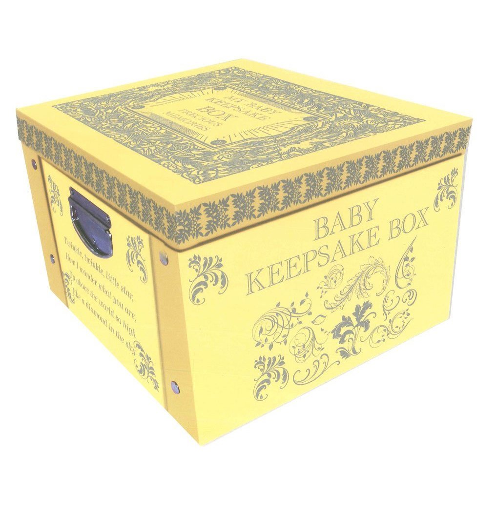 Robert Frederick Collapsible Storage Baby Keepsake Box Cream, Yellow, 30 x 10 x 4 cm