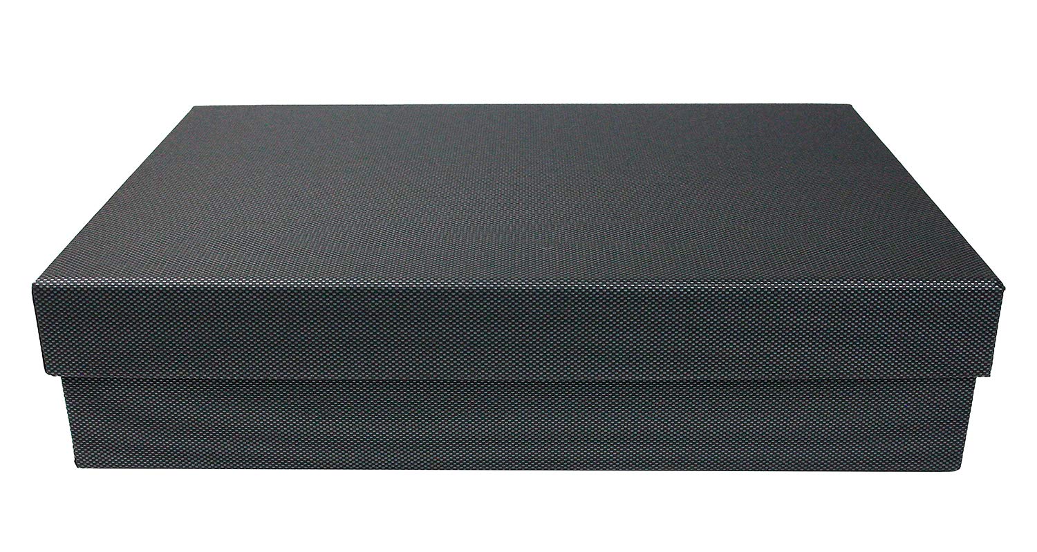 Emartbuy Textured Black Rigid Gift Box – 27 x 19 x 7 cm – Luxury Cardboard Presentation Box|Premium Packaging for Hampers, Bridesmaid Gifts, Birthdays, Weddings, Corporate Gifting