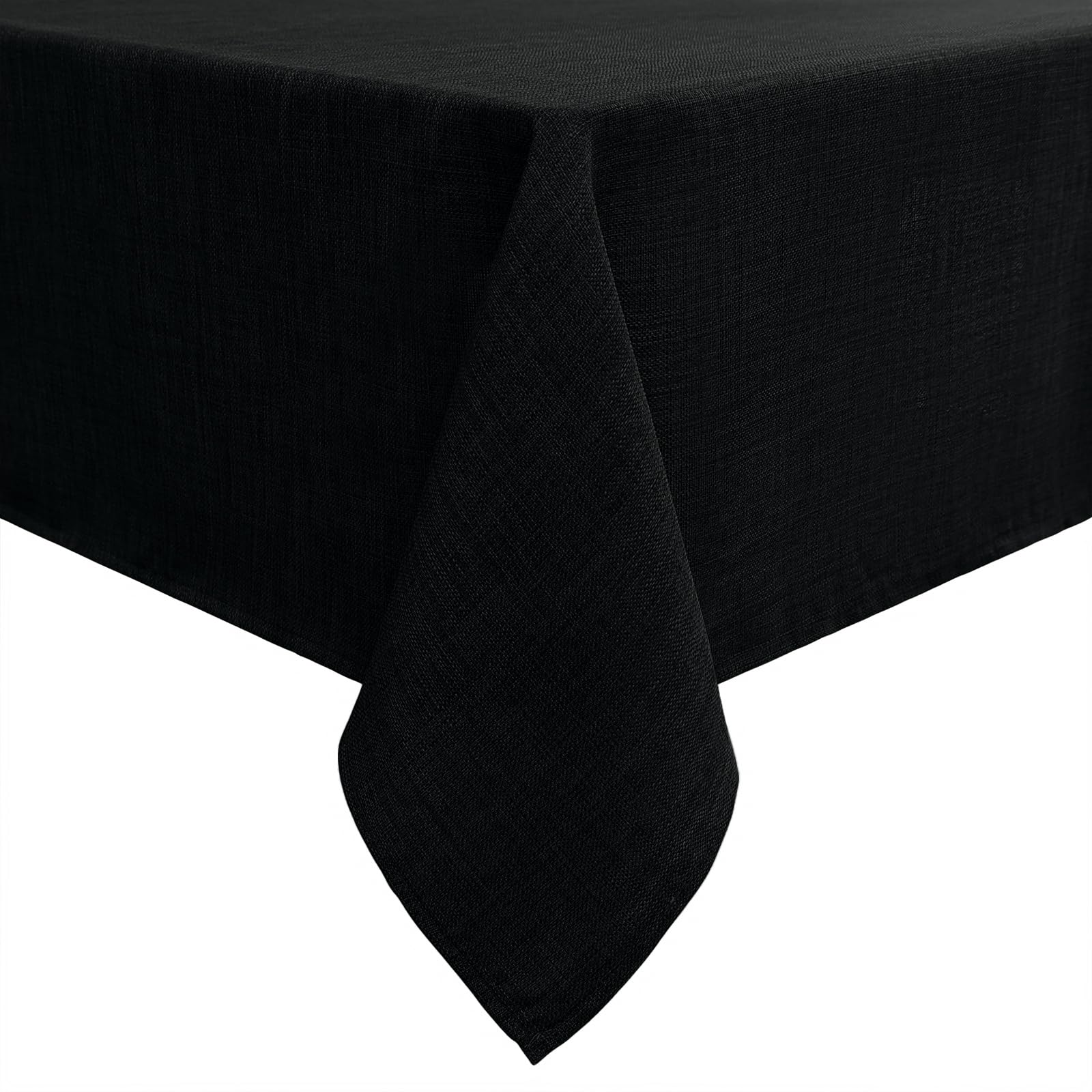 smiry Linen Table Cloth Rectangle 140x200 cm Wipe Clean Tablecloth Water Resistant Table Cover for Kitchen, Party Decorations - Black