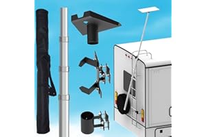 BUJ Starlink Gen 3 RV Ladder Mount Kit - 11ft Telescoping Pole with Adapter & Adjustable Mounting Kit for Ladder Rails 0.5 to 1.2 Inch