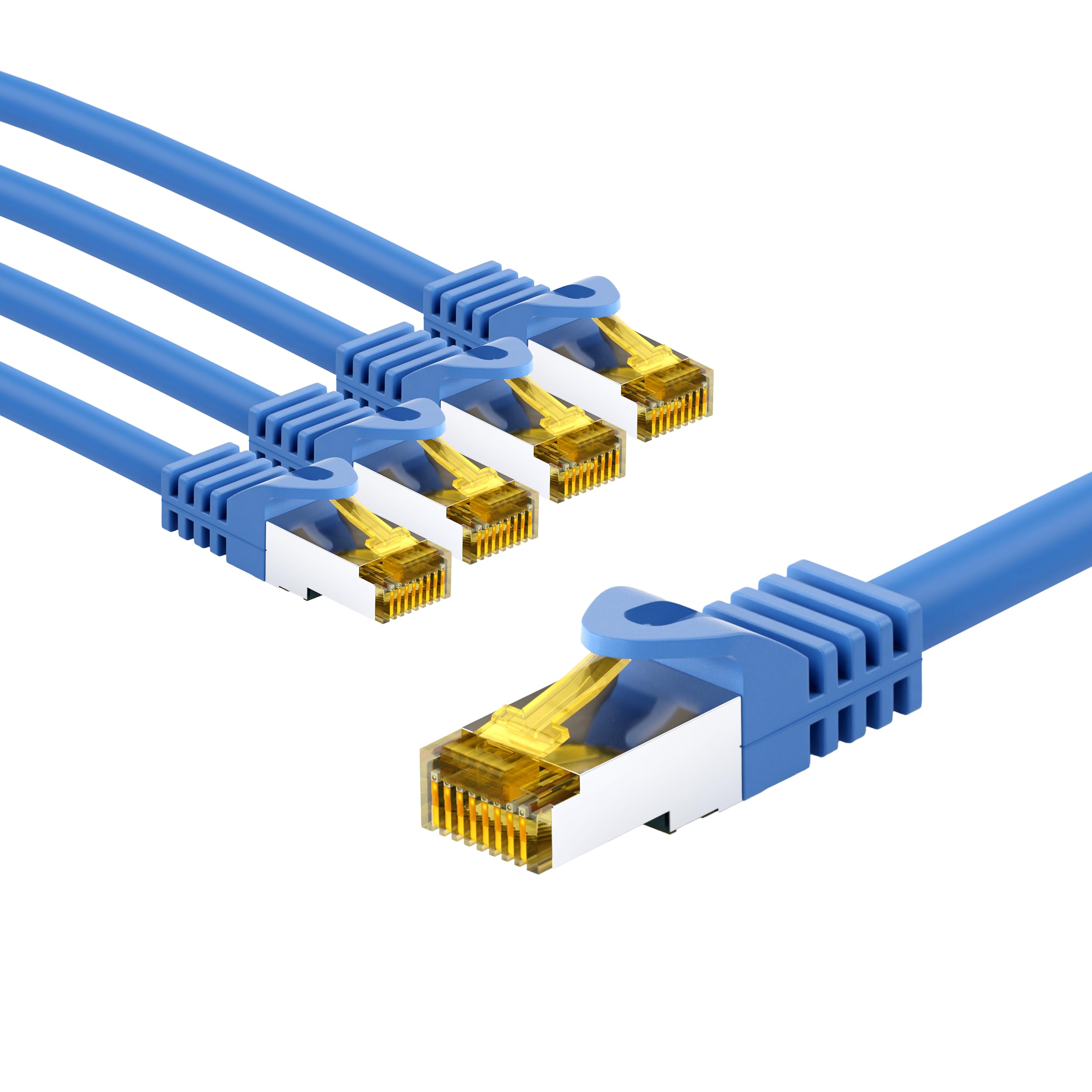 goobay 66067 CAT7 Network Cable Set of 5/Patch Cable Shielded S/FTP/CU Ethernet Cable, PiMF, LSZH/Cat 7 Cable with 10 Gbits/Blue / 5 x 5 m