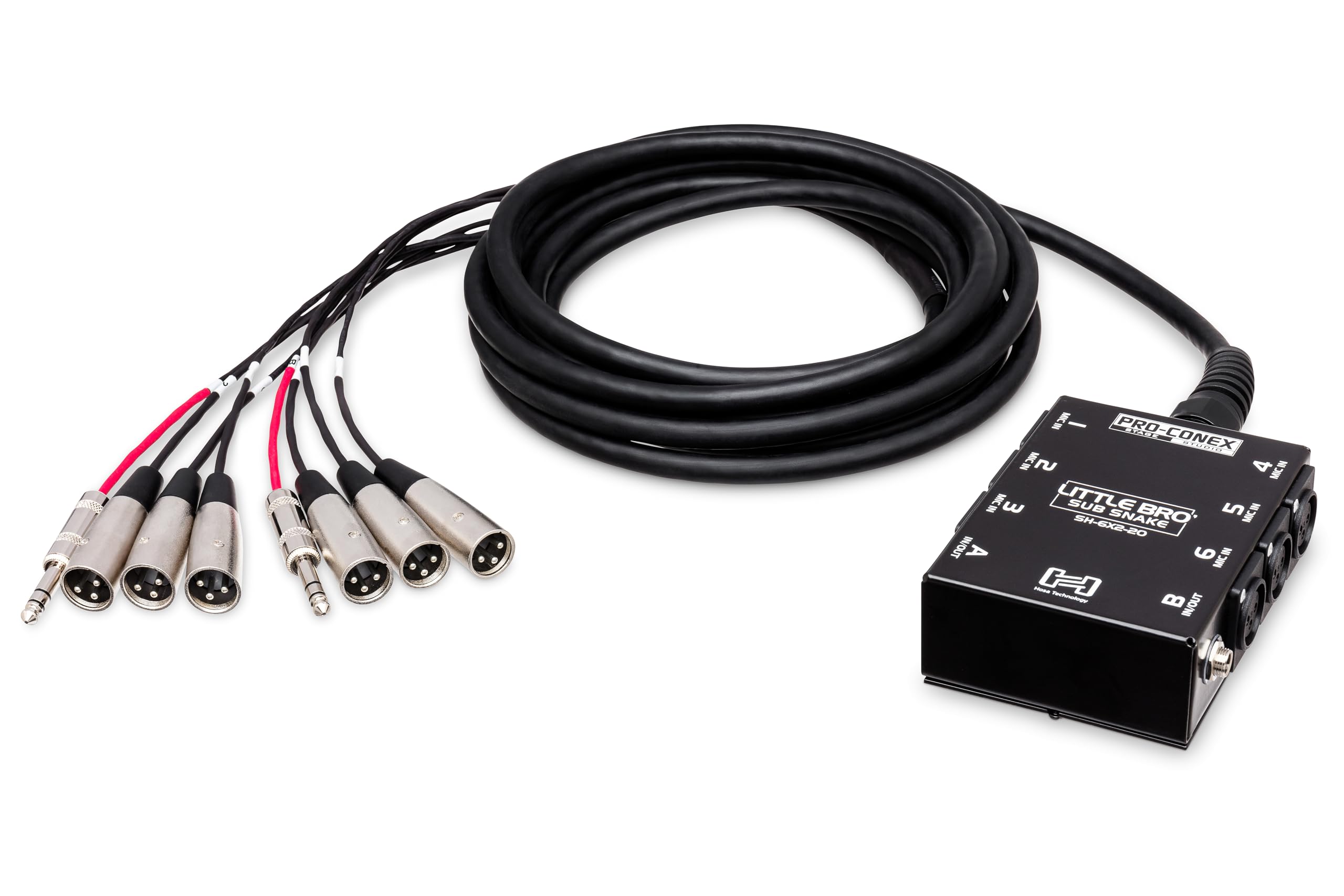 Hosa SH-6X2-20 20ft 6x XLR Sends and 2x 1/4 inch TRS to Same Returns Pro-Conex Little Bro Sub Snake Cable