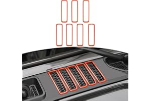 RT-TCZ for Jeep JL Hood Vents Cover Trim for Jeep Wrangler JL JLU 2018-Present for Gladiator JT 2020-Present Orange Exterior Accessories 7pcs