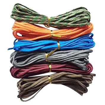 NF&E 6 Pieces 550lb Nylon Cord Paracord Parachute Rope Lanyard for Camping Hiking Outdoor Sports 5 Meters/Piece #5